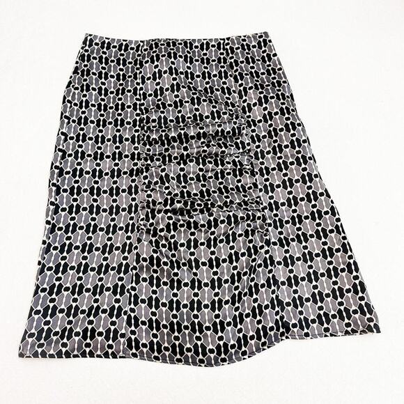 Herion Ruched Patterned Pencil Skirt 100% Silk Size 38 MINT Italy - Picture 1 of 5